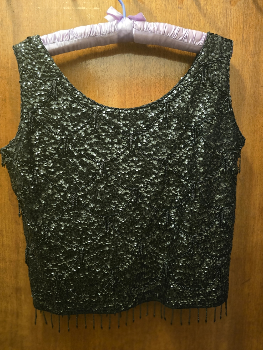 Elegant Black Beaded Sleeveless Top